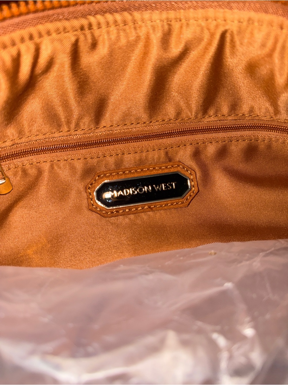 New Madison West Cognac Quilted Puffer Shoulder Bag - Picture 6 of 10